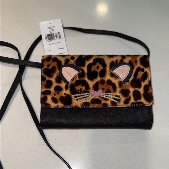 Kate Spade NWT $229 leopard summer run wild black crossbody - Picture 1 of 1